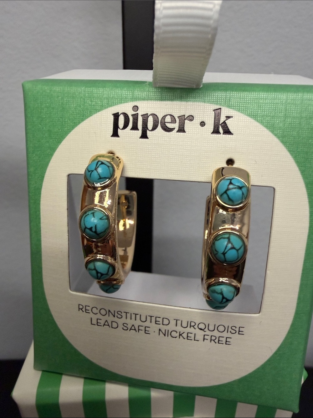 Piper K | Reconstituted Turquoise Gold Hoop Earrings Coastal Cowgirl Vibe